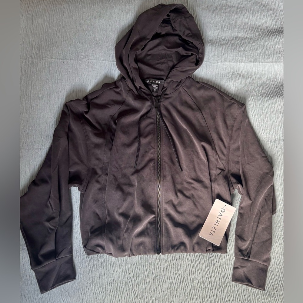 Athleta Black Seasoft Bubble Hem Full Zip Hoodie Size XS